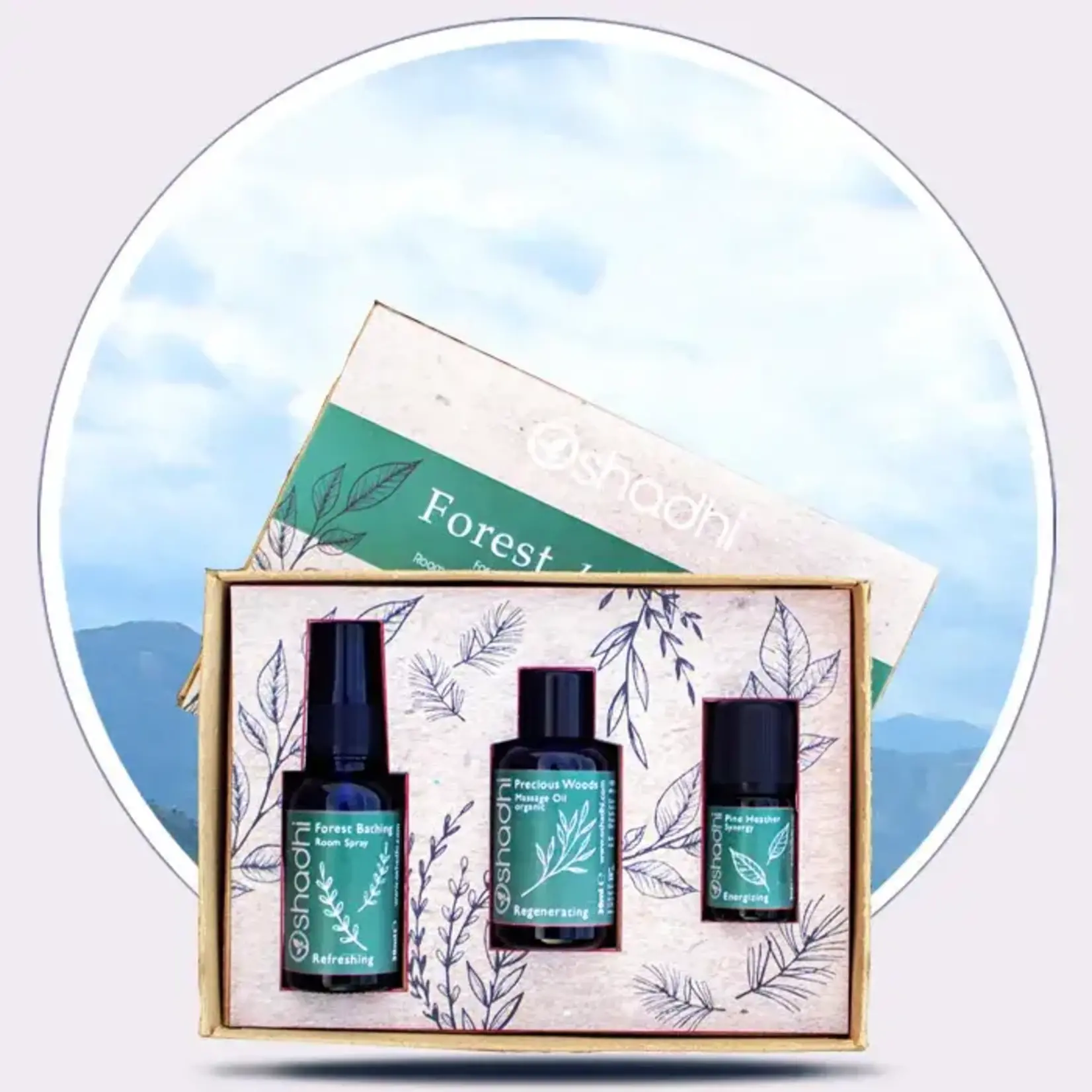 Oshadhi Forest walk - gift set Oshadhi - met synergie, kamerspray & massageolie