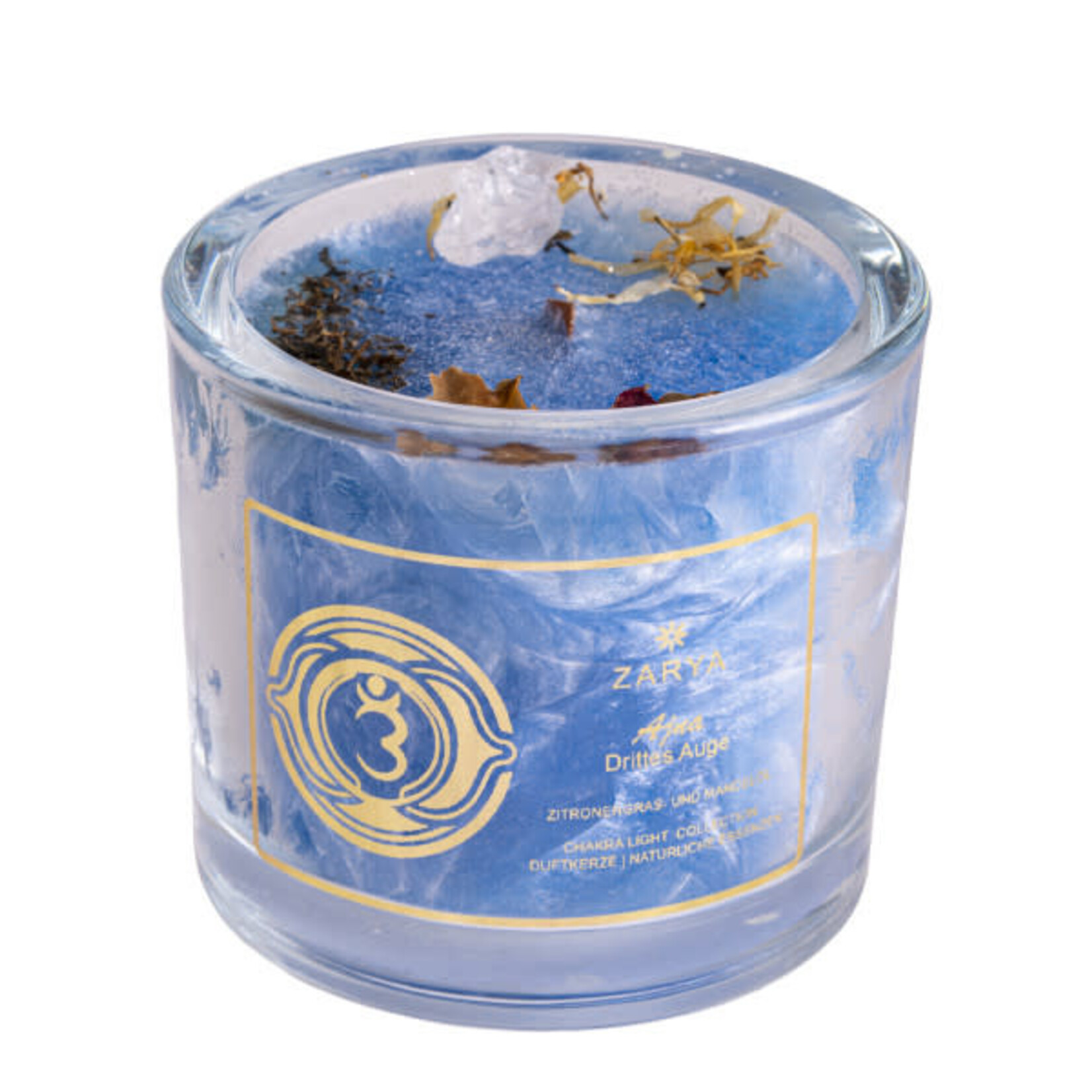 Knisperende kaars met citroengras en bergkristal - helderheid