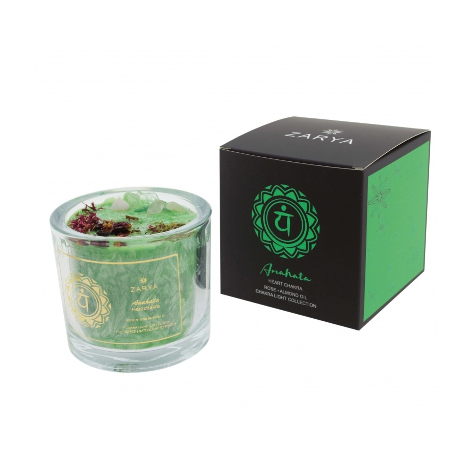 Knisperende kaars met roos en rozenkwarts - hartchakra