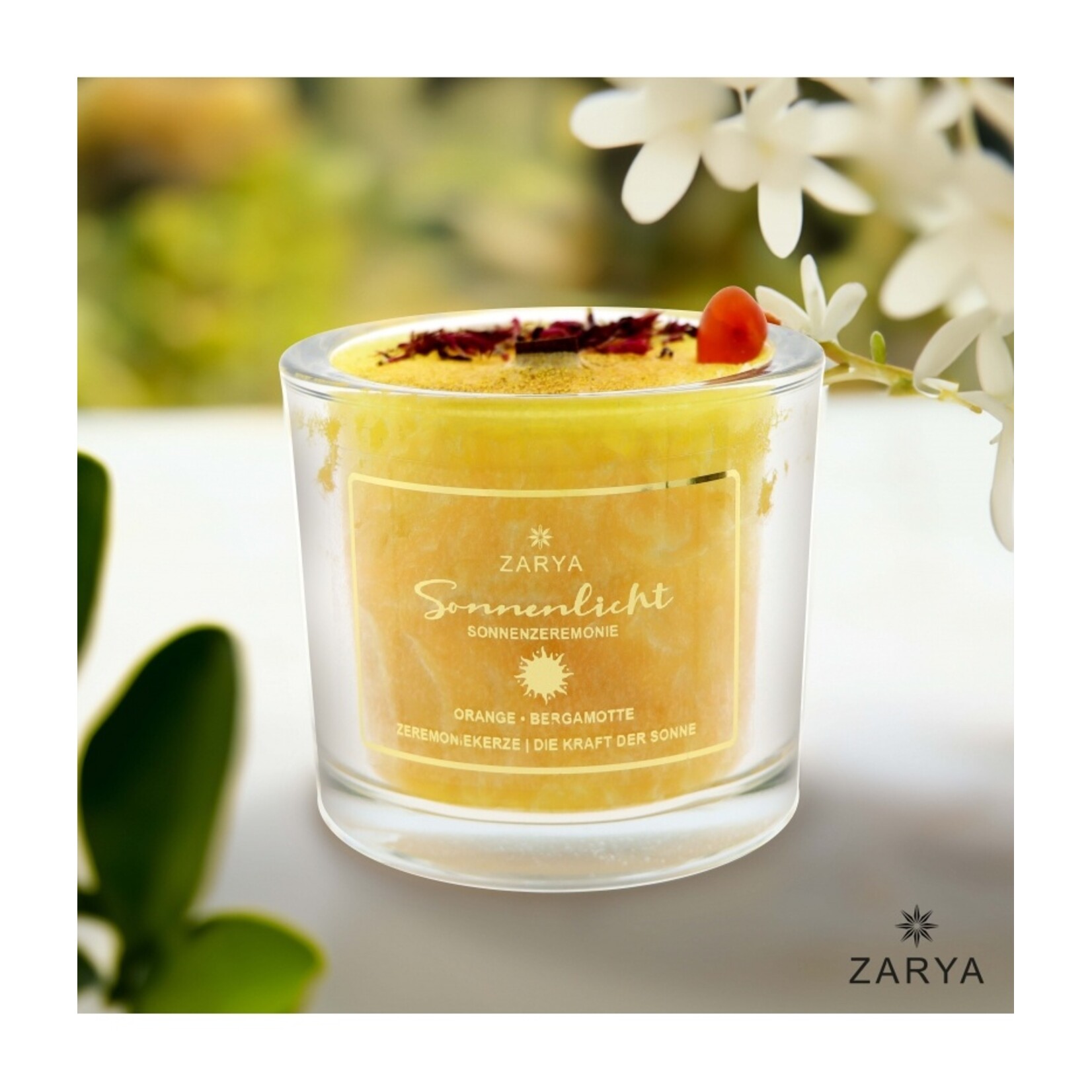 Sunlight - ceremoniële kaars met sinaas en bergamot en carneool