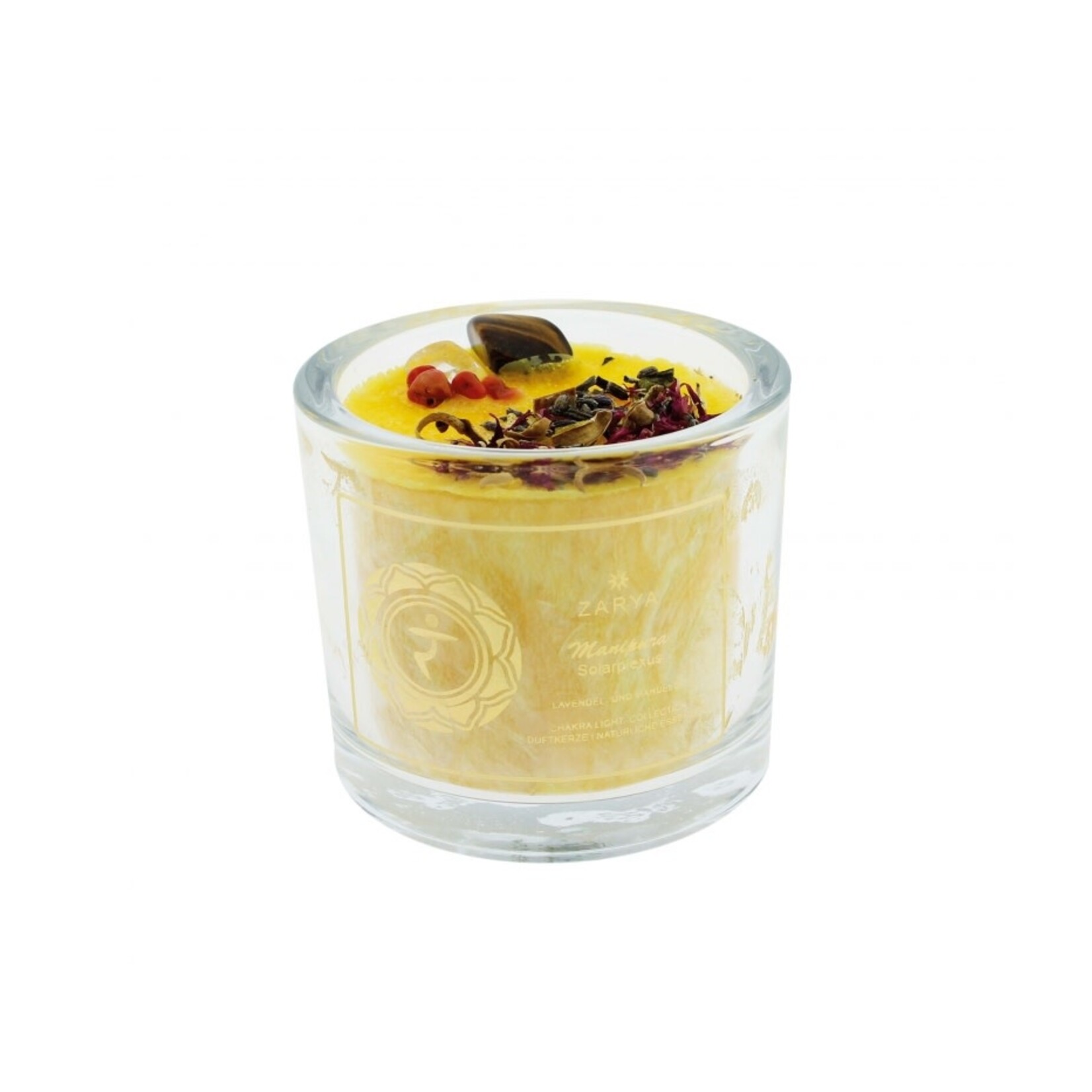Knisperende kaars met lavendel - zonnevlecht chakra