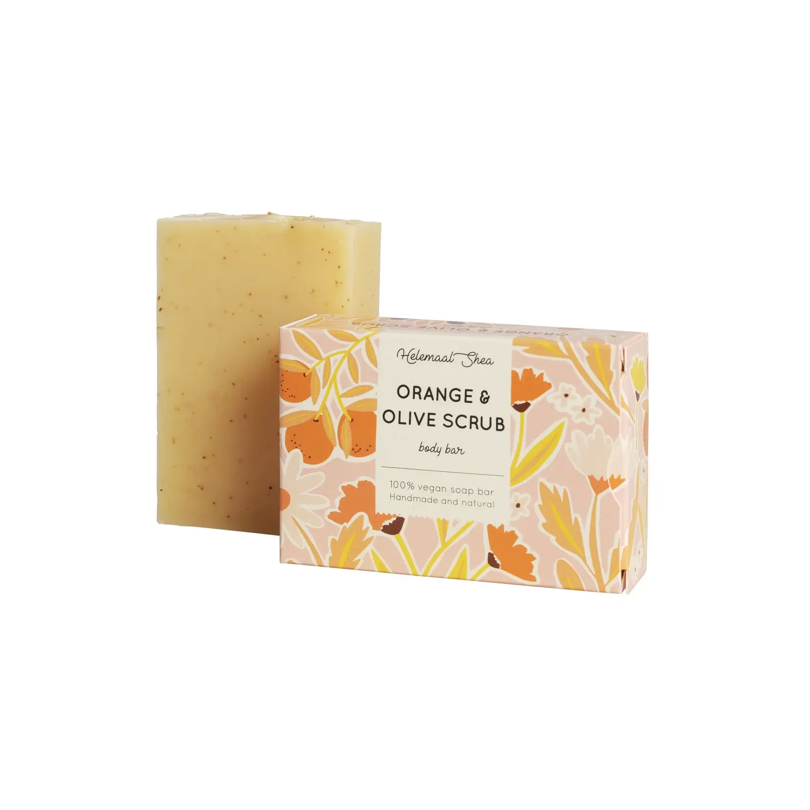 Helemaal Shea Orange & olive scrubzeep - zacht velletje