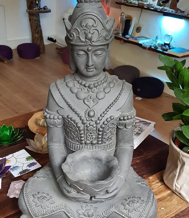 beeld Boeddha xl met lotusschaal