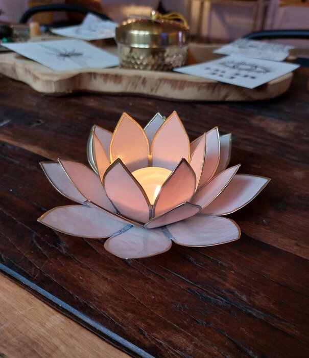 Lotus sfeerlicht 3 roze/lichtroze fuchsia goudrand