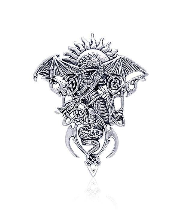 Peter Stone hanger Celtic Dragon in Mystery  Sterling Silver