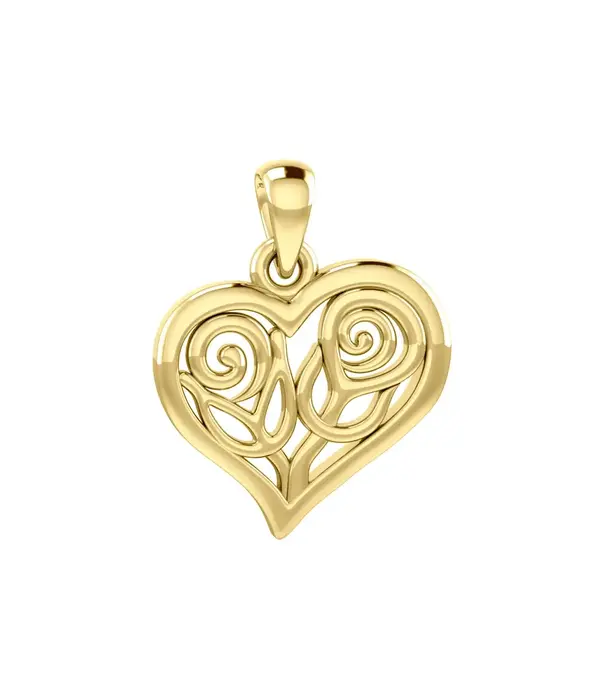 Peter Stone hanger Double Roses in Heart Solid Gold