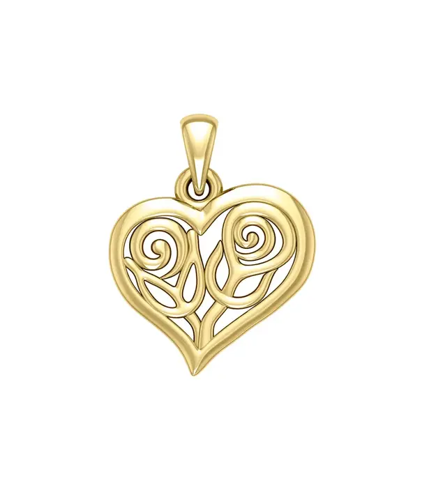 Peter Stone hanger Double Roses in Heart Solid Gold
