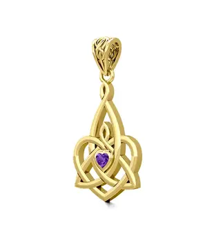 hanger Celtic Motherhood Triquetra or Trinity Heart 14K Solid Gold