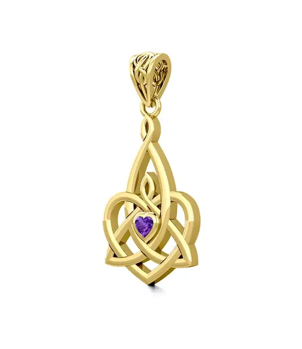 Peter Stone hanger Celtic Motherhood Triquetra or Trinity Heart 14K Solid Gold