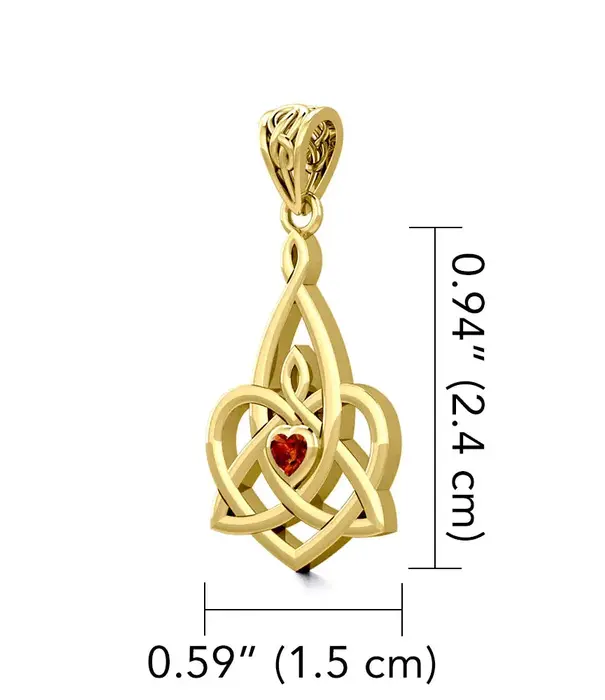 Peter Stone hanger Celtic Motherhood Triquetra or Trinity Heart 14K Solid Gold