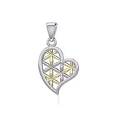 hanger Silver and Gold Heart with Flower of Life