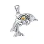 hanger Gentle dolphins in steampunk ~ Sterling Silver with 14k Gold Accent