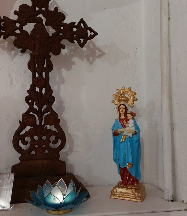 beeld Maria met Kindje Jezus Kroon - Handgeschilderd (30 cm)