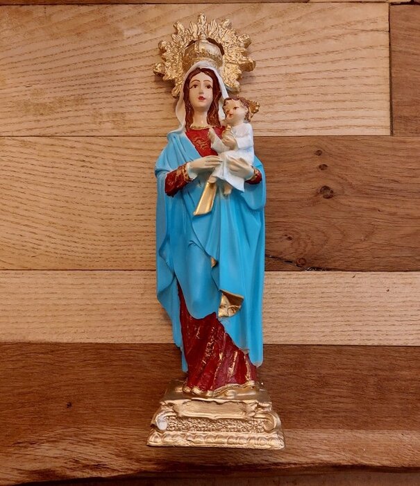 beeld Maria met Kindje Jezus Kroon - Handgeschilderd (30 cm)