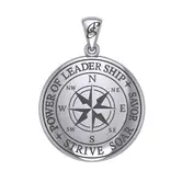 hanger The Compass Rose Silver Pendant with the Power of Leadership Engraving