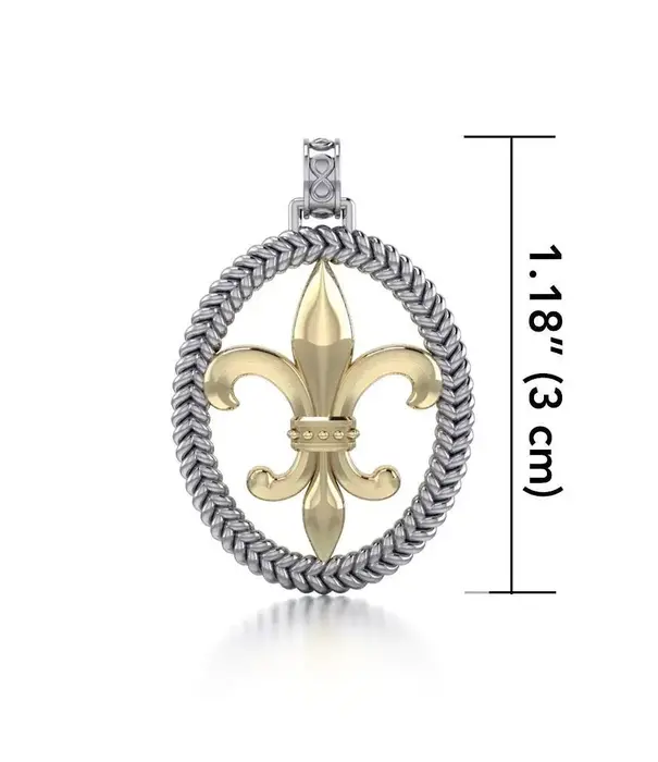 Peter Stone hanger Crowned with Nobility and Spirituality ~ Sterling Silver Jewelry Fleur-de-Lis Braided Pendant