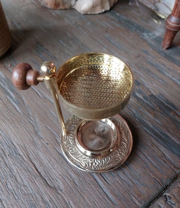 brass incense burner gold metal handle