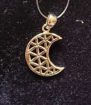 hanger peter stone The Flower of Life in Crescent Moon Sterling Silver