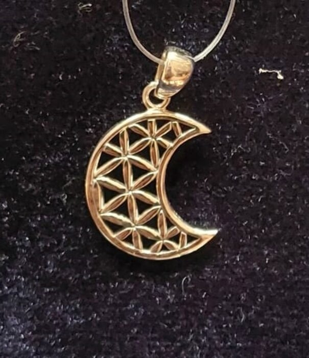 Peter Stone hanger peter stone The Flower of Life in Crescent Moon Sterling Silver