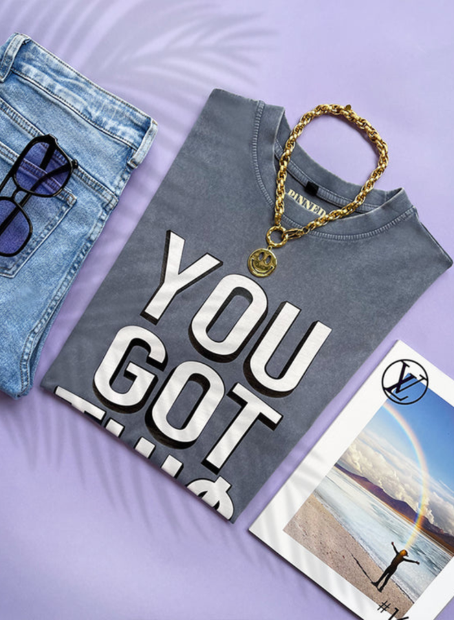 Pinned by K Washed T-Shirt You Got This - Blue