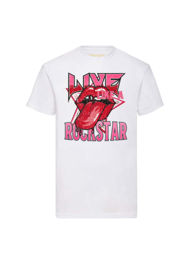 Pinned by K T-Shirt Rockstar Pink - White