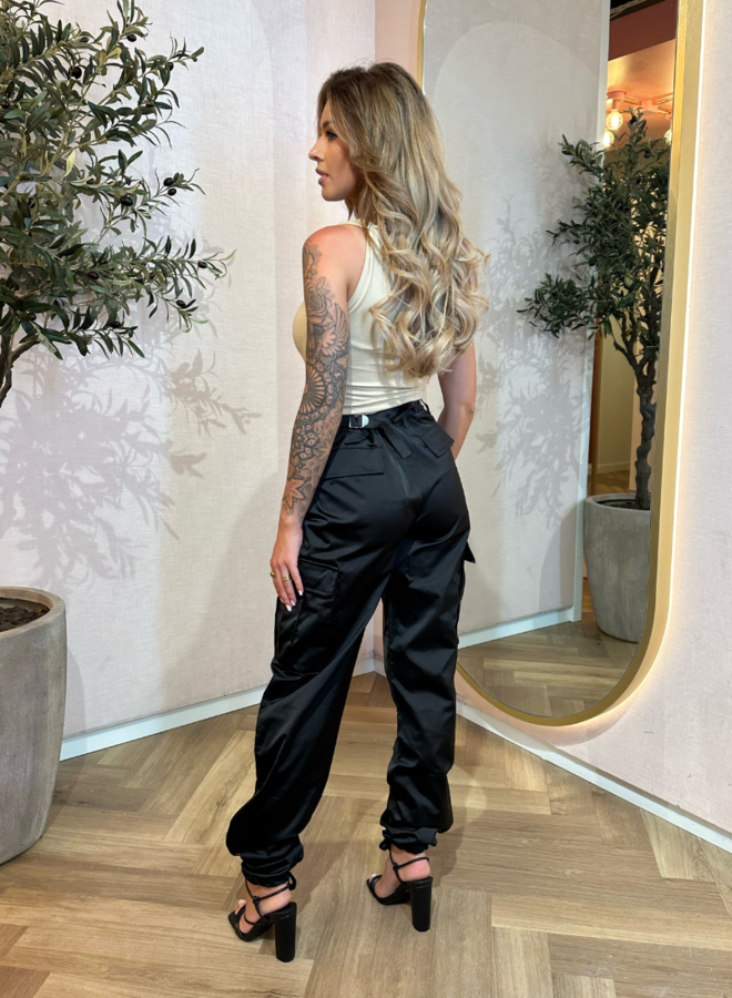 Mindy Satin Cargo Pants
