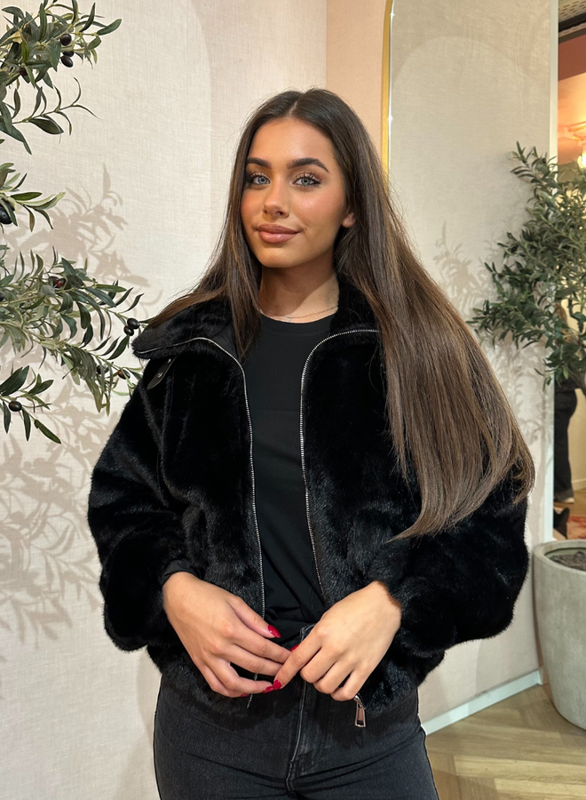 Iconic Cropped Faux Fur Bomber