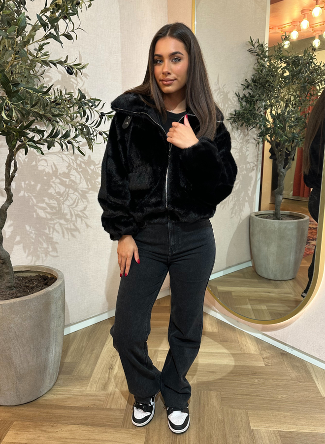 Iconic Cropped Faux Fur Bomber