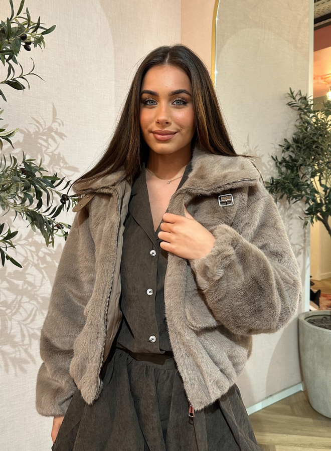 Iconic Cropped Faux Fur Bomber