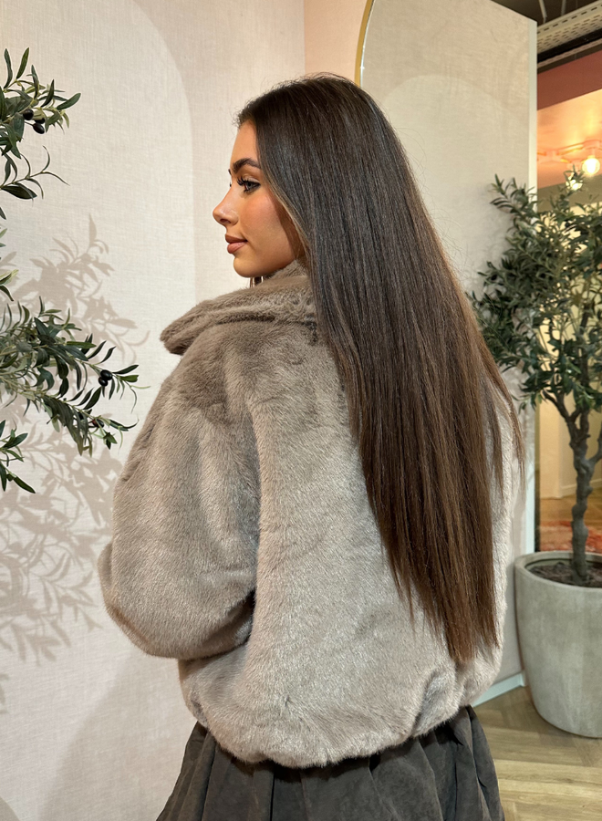 Iconic Cropped Faux Fur Bomber