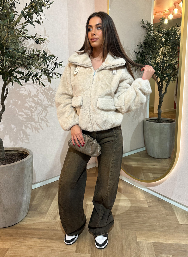 Iconic Cropped Faux Fur Bomber