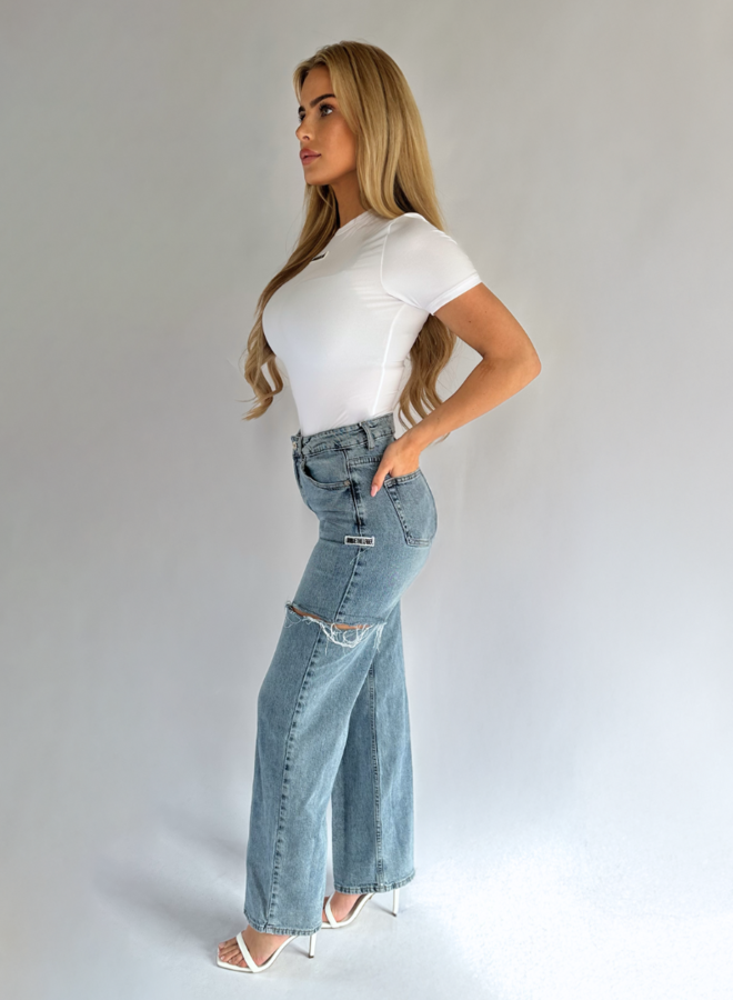June Wide Leg Jeans - Mid Blue