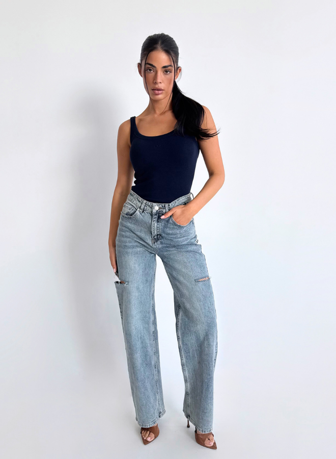 June Wide Leg Jeans - Mid Blue