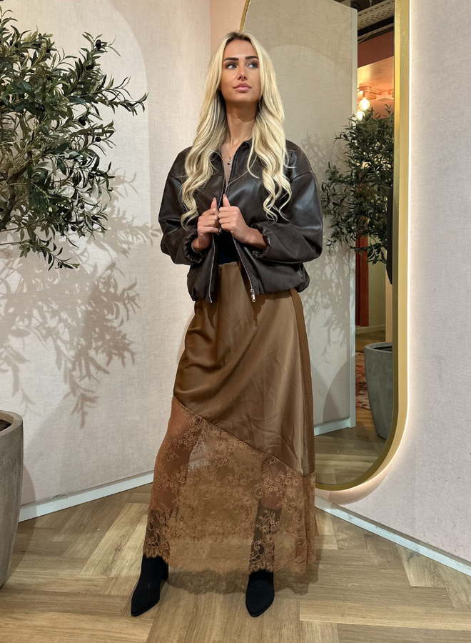 Lace Long Skirt - Brown