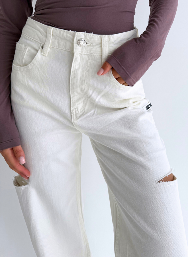 June Wide Leg Jeans - Off White