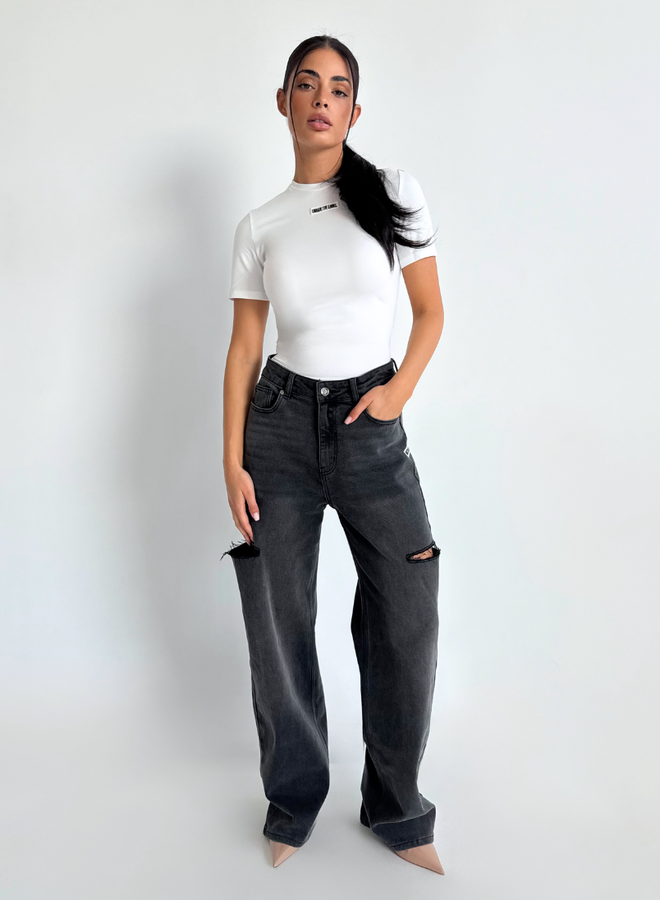 June Wide Leg Jeans - Mid Grey