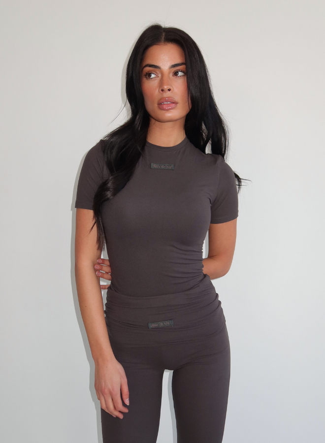 Noelle Short Sleeve Top - Smoke Grey