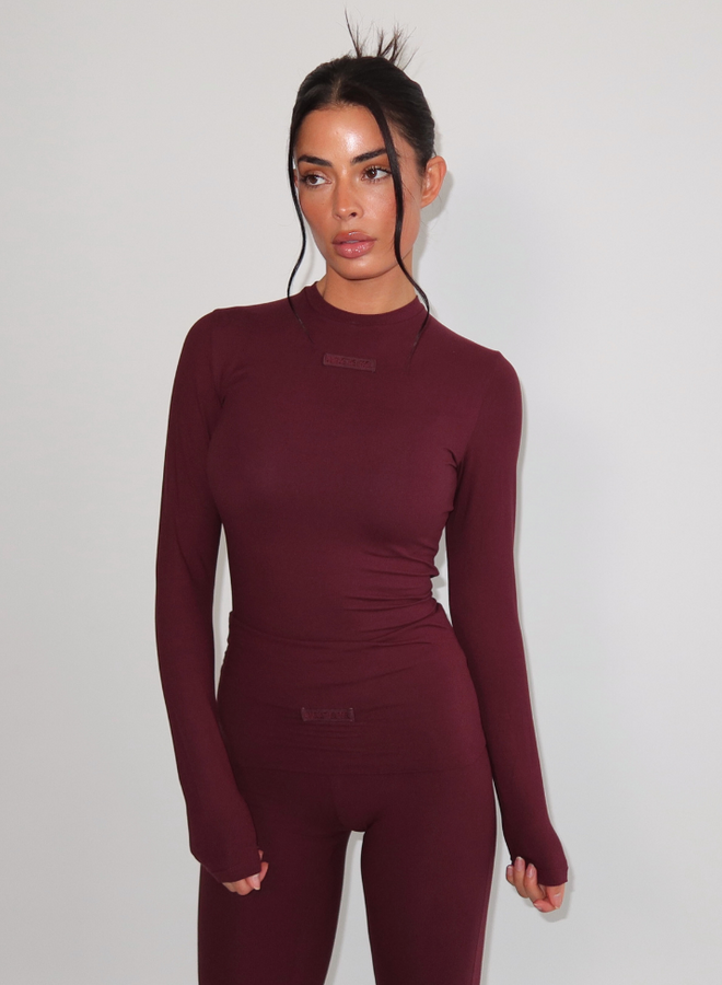 Noelle Longsleeve Top - Deep Cherry