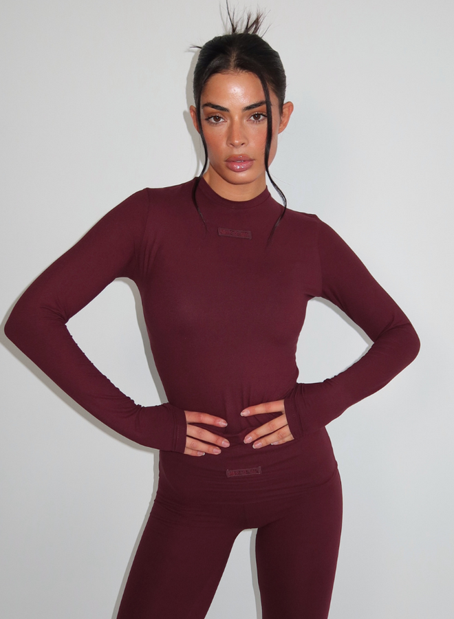 Noelle Longsleeve Top - Deep Cherry