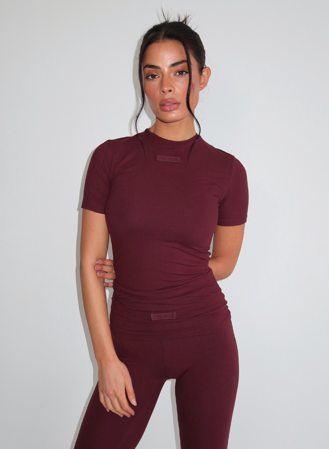 Noelle Short Sleeve Top - Deep Cherry