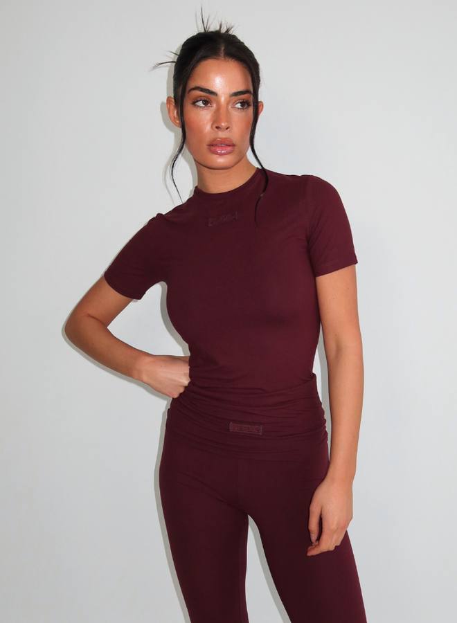 Noelle Short Sleeve Top - Deep Cherry