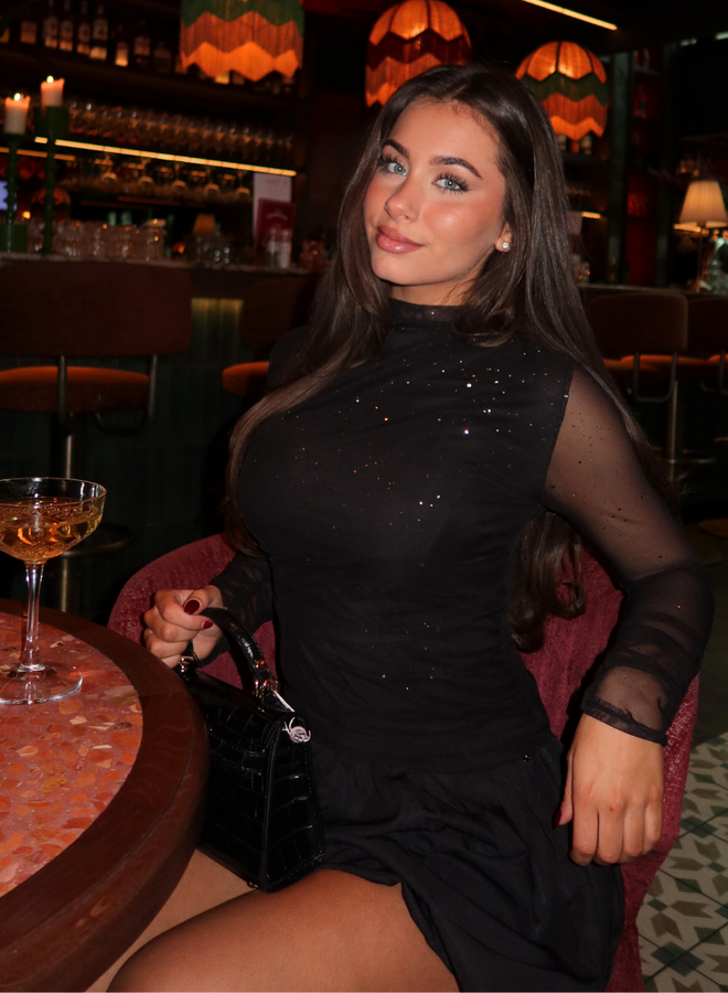 Sparkle Mesh Top - Black