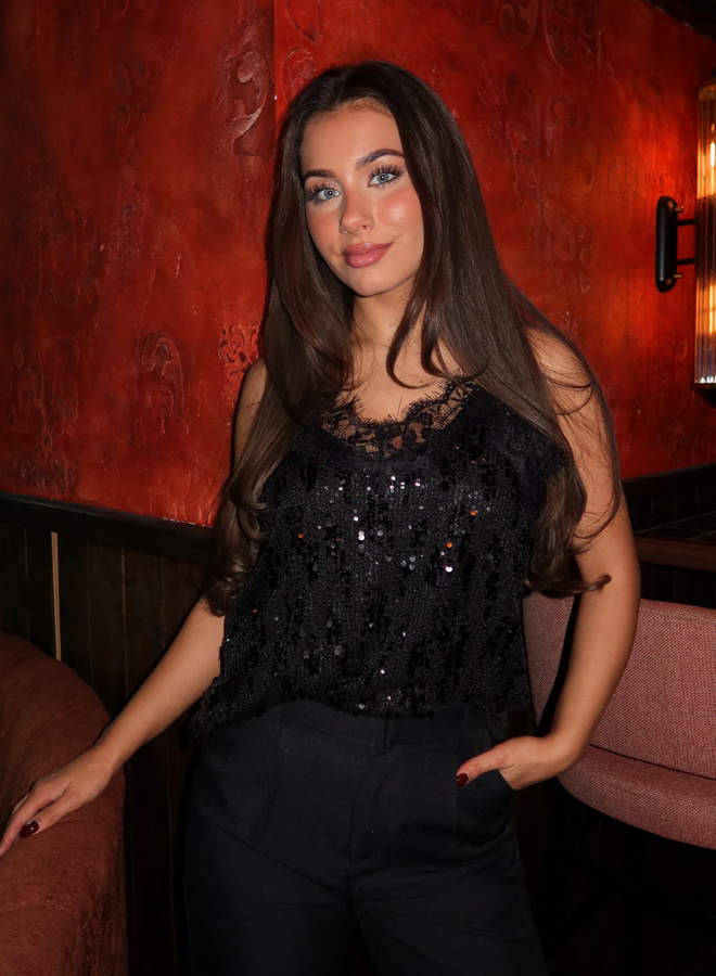 Dominique Sparkle Top - Black