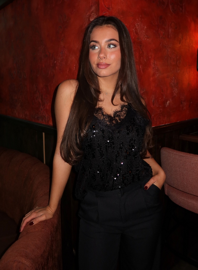 Dominique Sparkle Top - Black