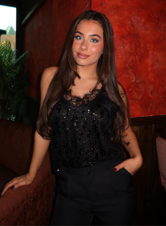 Dominique Sparkle Top - Black