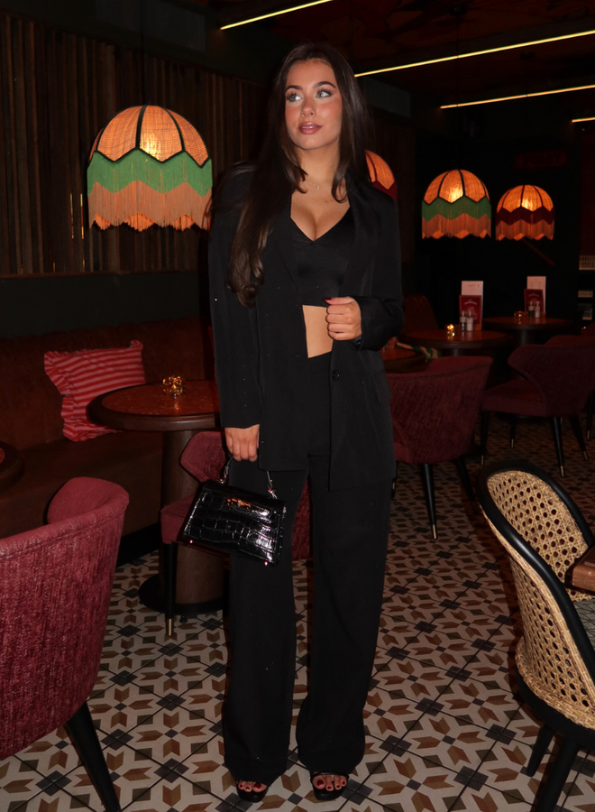 Chelsey Strass Blazer - Black