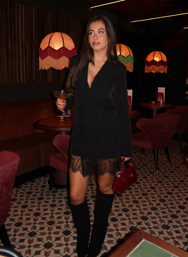 Jolie Lace Blazer Dress - Black