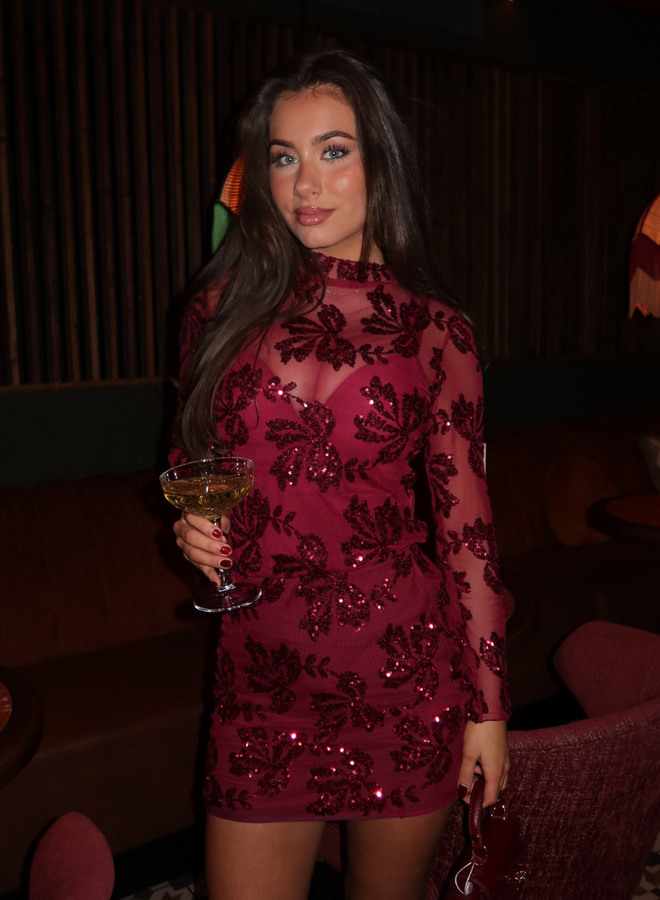 Starlit Short Skirt - Bordeaux