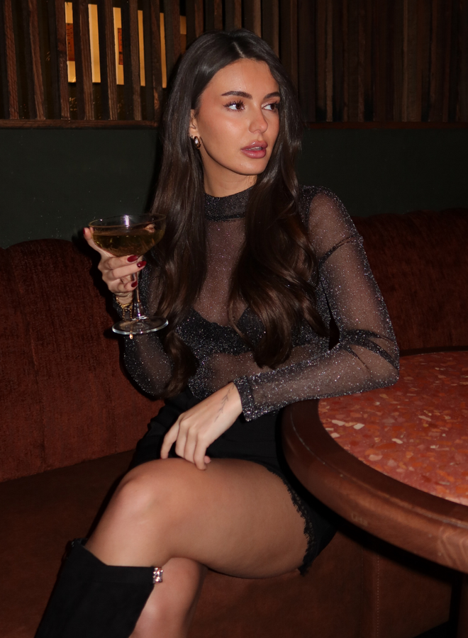 Mesh Glitter Body - Black