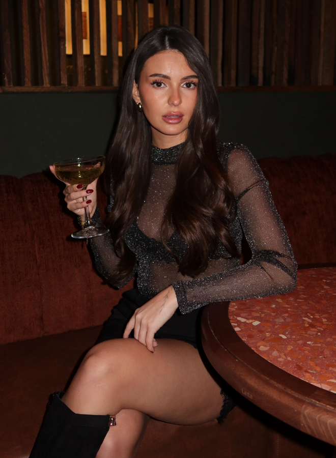 Mesh Glitter Body - Black